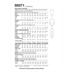 S9271 MISSES JACKET, TOP, PANT Simplicity Sewing Pattern 9271