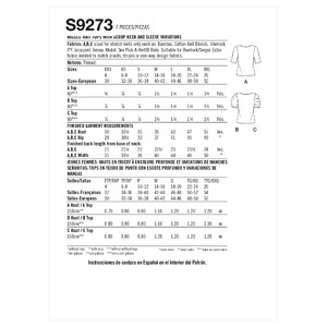 S9273 MISSES' SCOOP NECK TOPS Simplicity Sewing Pattern 9273