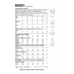 S9281 GIRLS' DRESS, TOP, PANTS Simplicity Sewing Pattern 9281