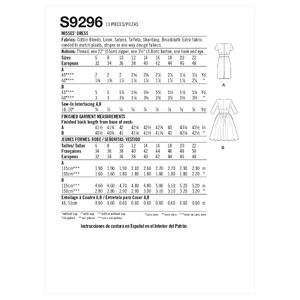 S9296 MISSES' DRESS Simplicity Sewing Pattern 9296