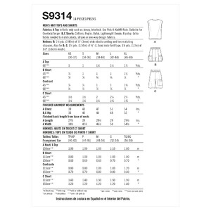 S9314 MEN'S KNIT TOP & SHORTS Simplicity Sewing Pattern 9314