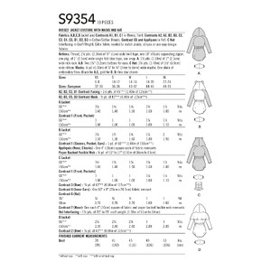 S9354 MISS JACKET, MASK & HAT Simplicity Sewing Pattern 9354