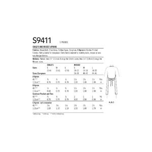 S9411 CHILD & MISSES APRON Simplicity Sewing Pattern 9411