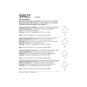 S9427 BABY SENSORY BLANKETS Simplicity Sewing Pattern 9427