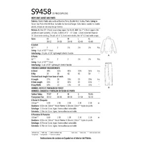 S9458 MEN'S KNIT JACKET & PANT Simplicity Sewing Pattern 9458