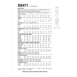 S9471 MISSES' PANTS Simplicity Sewing Pattern 9471