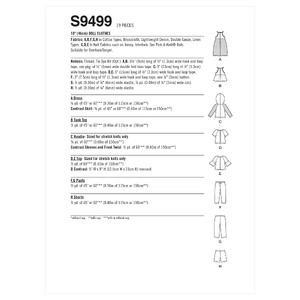 S9499 18" DOLL CLOTHES Simplicity Sewing Pattern 9499
