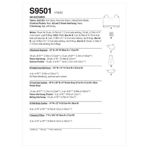 S9501 CAR ACCESSORIES Simplicity Sewing Pattern 9501