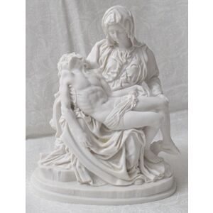 La Pieta Statue Mary Holding Jesus, White 15cm High Plaster, Made in Italy