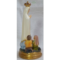 Our Lady Fatima With Children Statue, Resin, 125mm (5") High x 80mm Wide x 55mm Deep