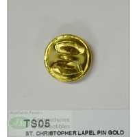 St. Christopher Patron Saint Lapel Pin, Gold Tone, Patron of Travellers