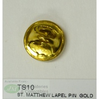 St. Mathew Patron Saint Lapel Pin, Gold Tone, Patron Of Accountants, Bankers and Stock Brokers