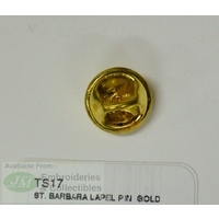 St. Barbara Lapel Pin, Gold Tone, Protector From Sudden Death