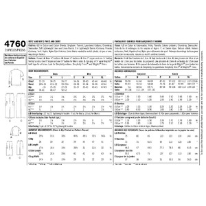 Boys and Men Shirts and Trousers Simplicity Sewing Pattern 4760