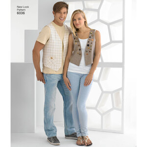 New Look Pattern 6036 Misses' & Men's Vests