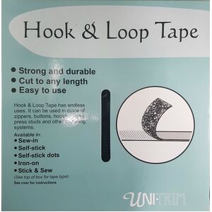 BLACK 50mm Sew In Hook & Loop Tape per Metre
