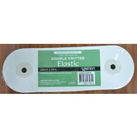 Uni-Trim Premium Double Knitted 20mm Elastic White, FULL 35m Roll