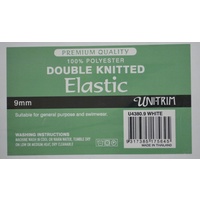 Uni-Trim Premium Double Knitted 9mm Elastic White, 100% Polyester, Per Metre
