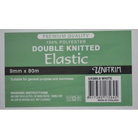 Uni-Trim Premium Double Knitted 9mm Elastic White, 100% Polyester, Full 80 Metre Roll