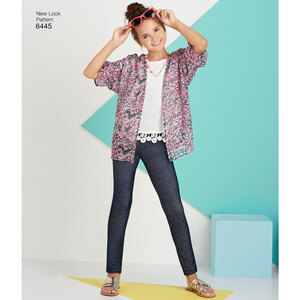 New Look Sewing Pattern 6445 Easy Girl's Kimono, Knit Top and Leggings
