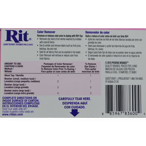 RIT Powder Colour Remover, 56.7g (2oz) Removes or lightens fabric colour
