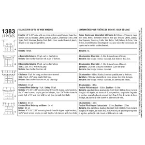 Valances for 36" to 40" Wide Windows Simplicity Sewing Pattern 1383