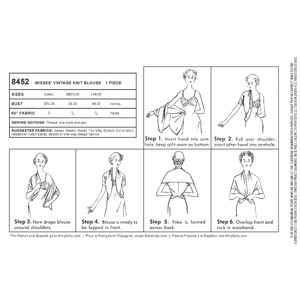 Pattern 8452 Women's Vintage Knit Blouse Simplicity Sewing Pattern 8452