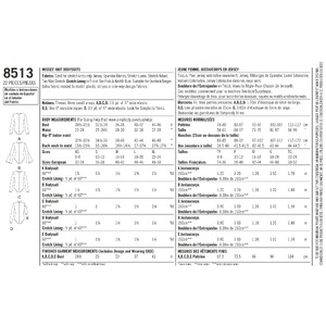 Simplicity Pattern 8513 Misses' Knit Bodysuits Simplicity Sewing Pattern 8513