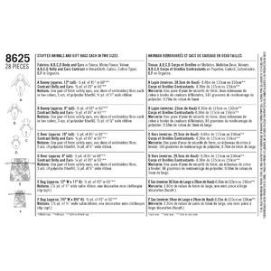 Pattern 8625 Stuffed Animals and Gift Bags Simplicity Sewing Pattern 8625
