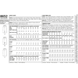 Pattern 8652 Women's Skirts Simplicity Sewing Pattern 8652