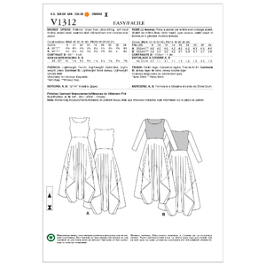 Vogue Sewing Pattern Misses' Dress 1312B5 (Sizes 8-16)