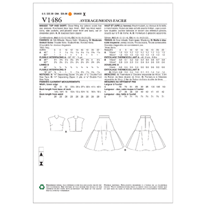 Vogue Sewing Pattern Misses' Crop Top and Flared Yoke Skirt 1486E5 (Sizes 14-22)