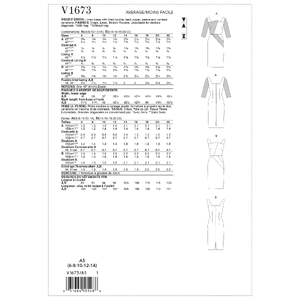 Vogue Sewing Pattern Misses' Dress 1673E5 (Sizes 14-22)