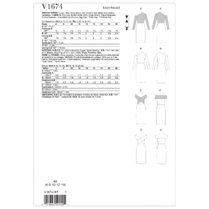 Vogue Sewing Pattern Misses' Dress 1674E5 (Sizes 14-22)
