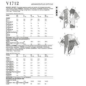 Vogue Sewing Pattern Misses' Jacket 1712A