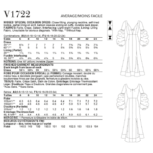 Vogue Sewing Pattern - Misses' Special Occasion Dress 1722F5