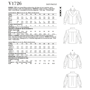 Vogue Sewing Pattern - Misses' Top 1726B5