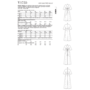 Vogue Sewing Pattern Misses' DEE (Sizes 14-20)p-V Kimono-Style Dresses with Self-Tie 1735ZZ (Sizes L-XL-XXL)