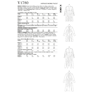 Vogue Sewing Pattern Misses' Dresses 1780ZZ (Sizes L-XL-XXL)