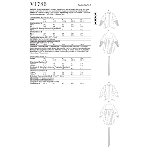 Vogue Sewing Pattern Misses' Shirts & Belt 1786A