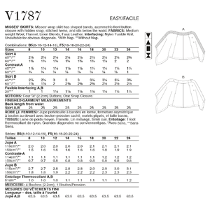 Vogue Sewing Pattern - Misses' Skirts 1787F5 (Sizes 16-24)