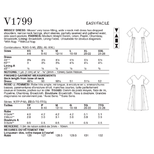 Vogue Sewing Pattern Misses' Dress 1799ZZ (Sizes L-XL-XXL)