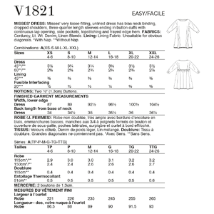 Vogue Sewing Pattern Misses' Dress 1821A