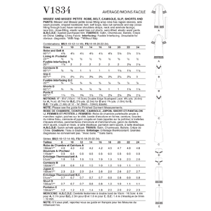 Vogue Sewing Pattern - Misses' and Misses' Petite Robe, Belt, Camisole, Slip, Shorts and Pants 1834F5