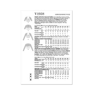 Vogue Sewing Pattern 1938B5 Misses' Tops Sizes 8-16