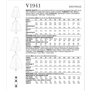 Vogue Sewing Pattern 1941B5 Misses' Skirts Sizes 8-16