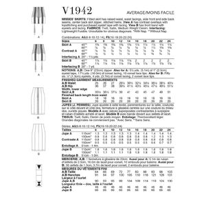 Vogue Sewing Pattern 1942F5 Misses' Skirts Sizes 16-24