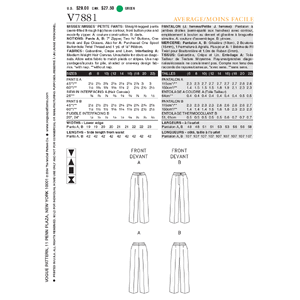 Vogue Sewing Pattern Misses'/Misses' Petite Pants 78816