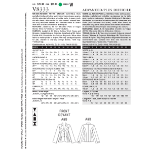 Vogue Sewing Pattern Misses'/Misses' Petite Jacket 8333FW (Sizes 18-22)