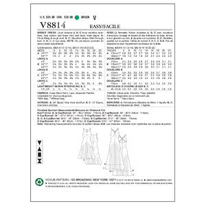 Vogue Sewing Pattern Misses' Dress 8814E5 (Sizes 14-22)